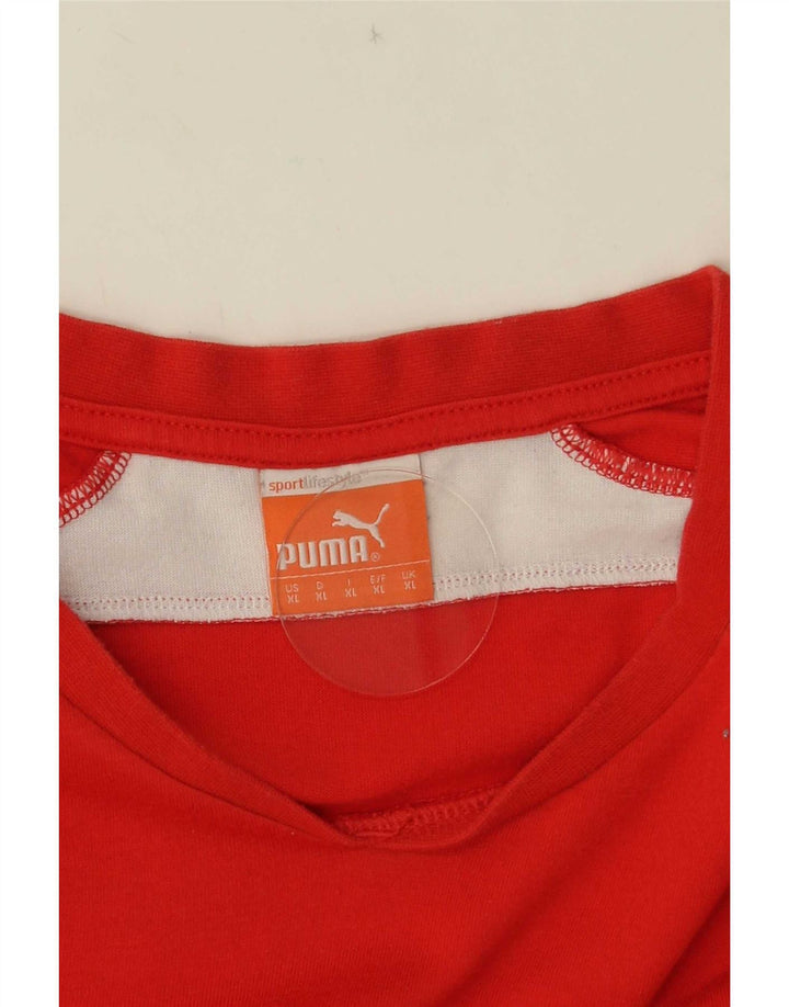 Puma T-Shirt Top XL Homme Rouge Colourblock