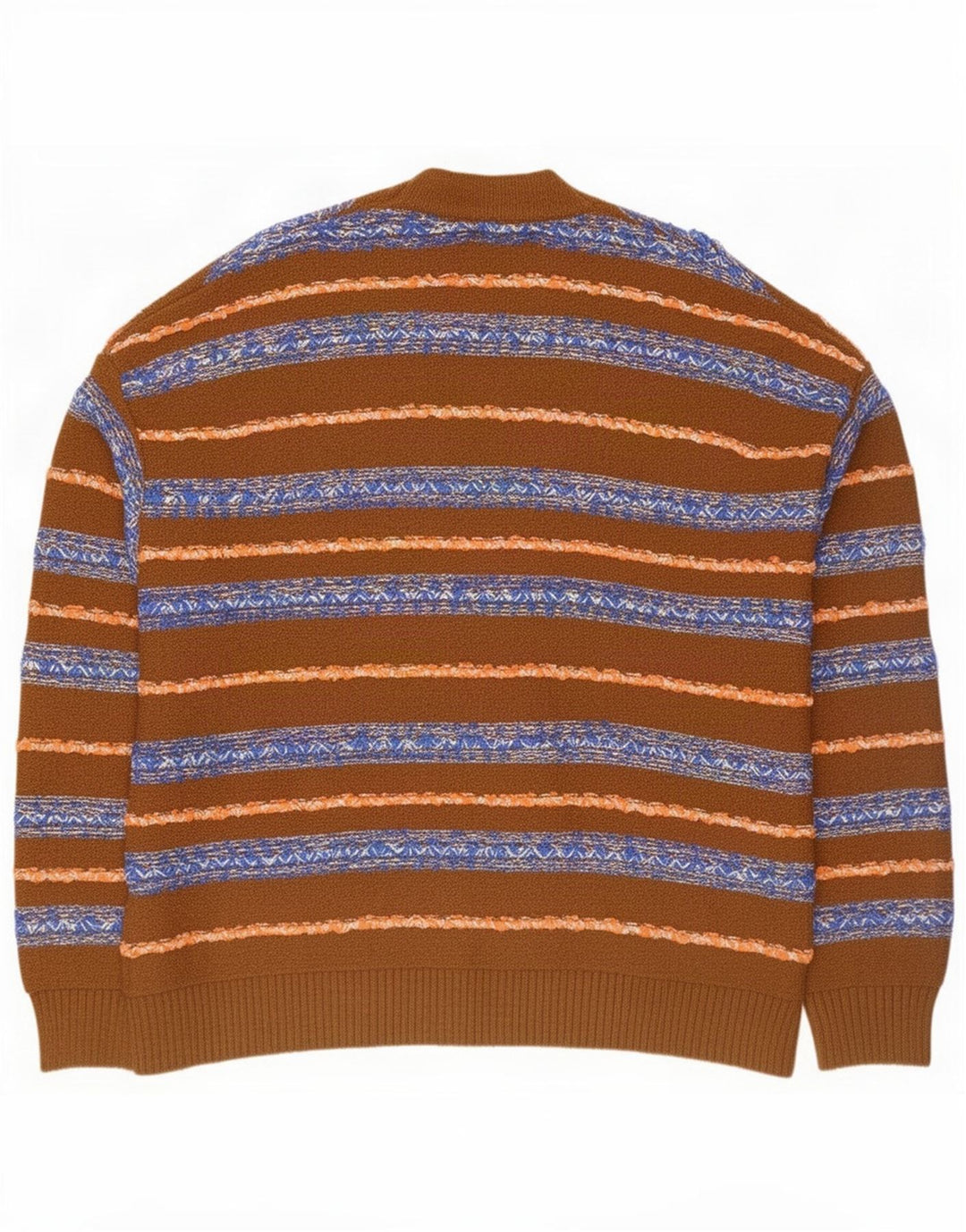 Zara Homme Cardigan Pull Marron Moyen Rayé Coton