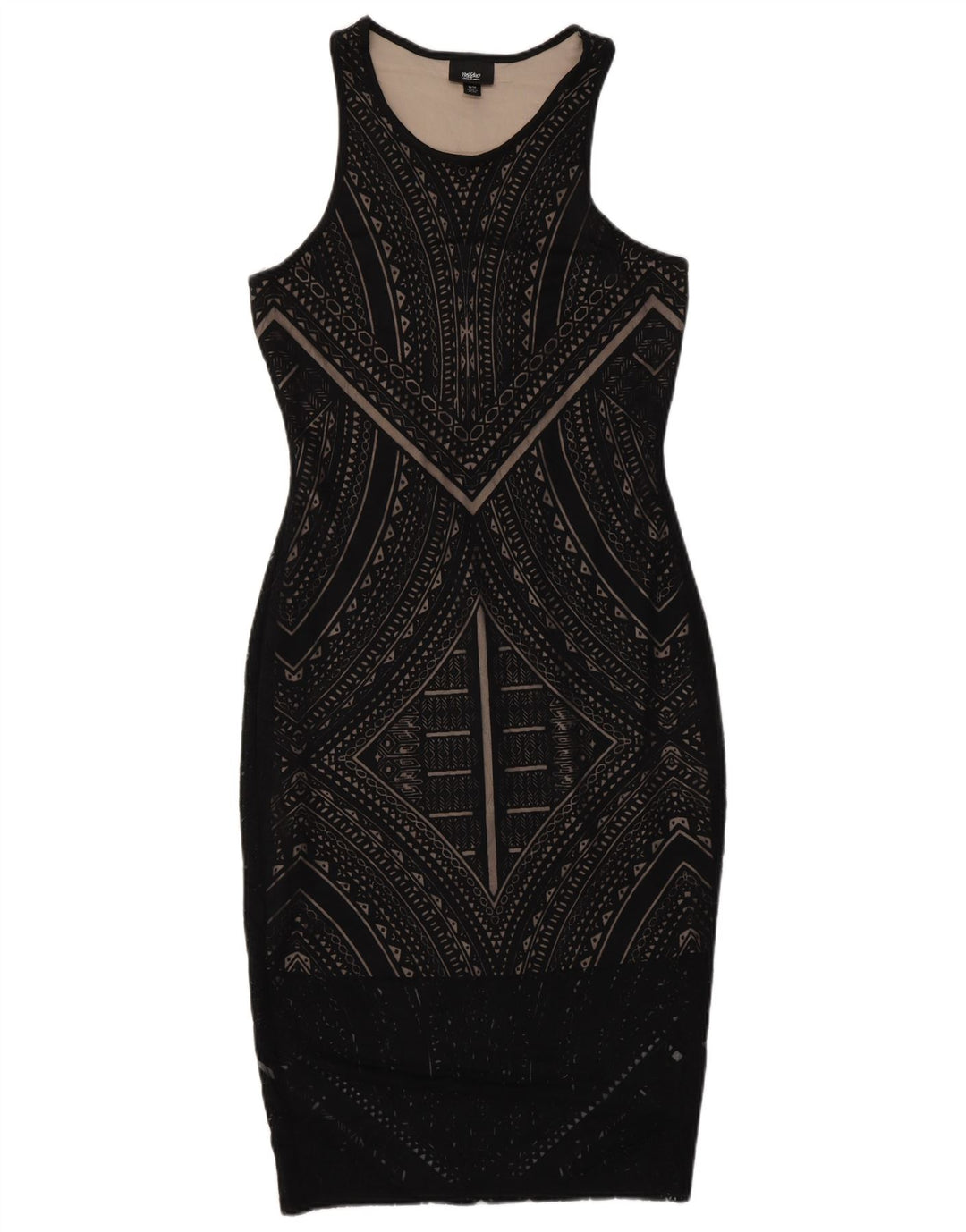 MOSSIMO Robe moulante sans manches pour femme UK 6 XS Rayonne géométrique noire