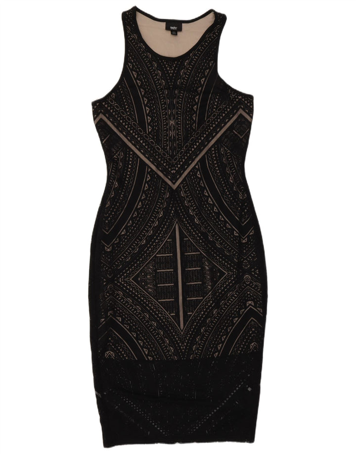 MOSSIMO Robe moulante sans manches pour femme UK 6 XS Rayonne géométrique noire