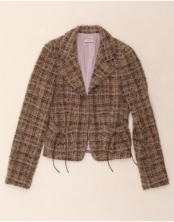 Max & Co. Veste Blazer Femme UK 10 Petite Laine Mouchetée Beige