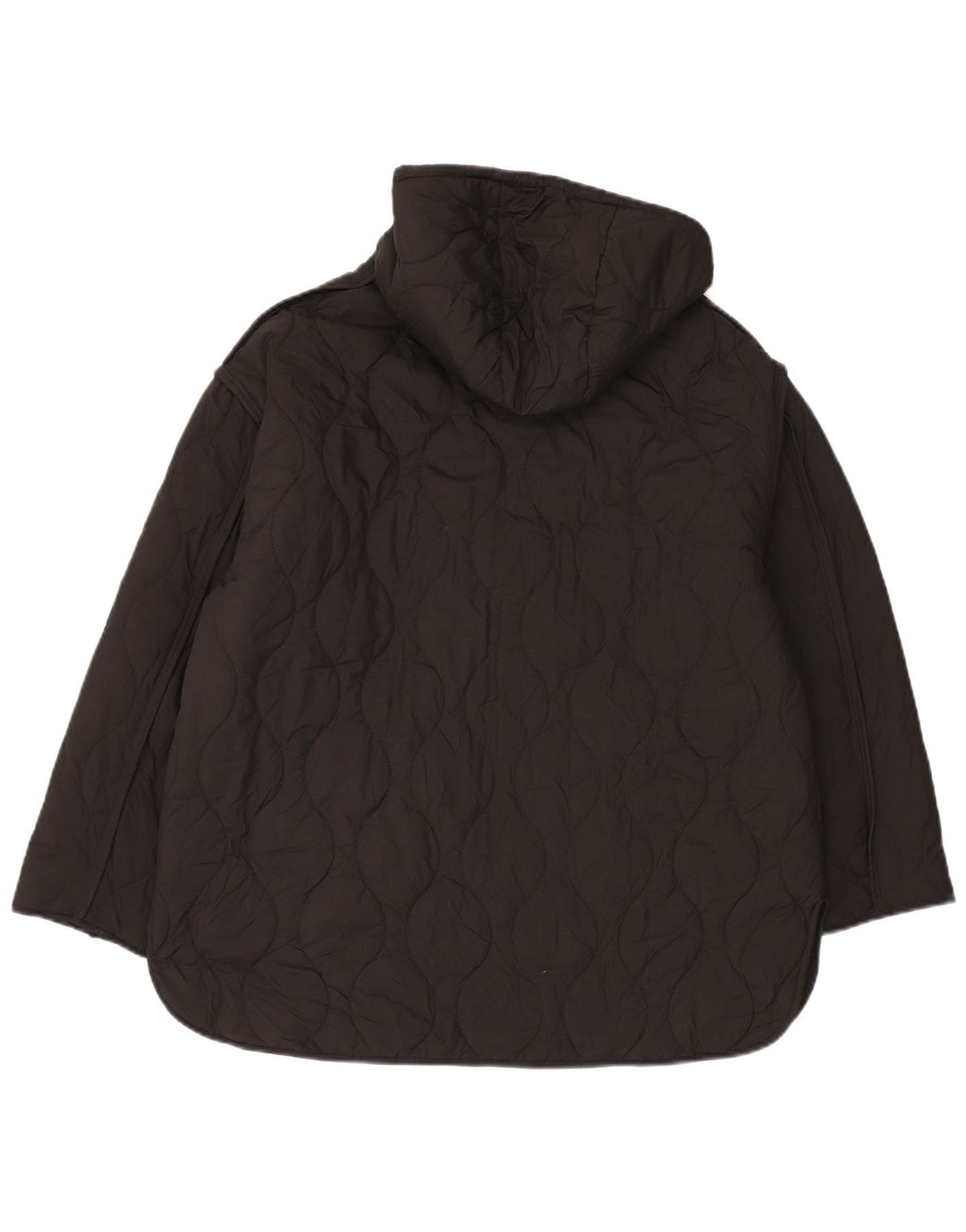 Zara Veste matelassée surdimensionnée à capuche pour femme UK 10 Petit Noir Polyester