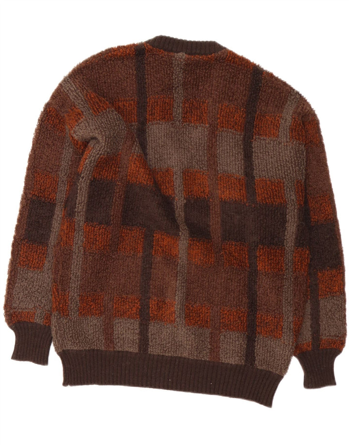Bramante Pull col V pour homme Marron moyen à carreaux rétro