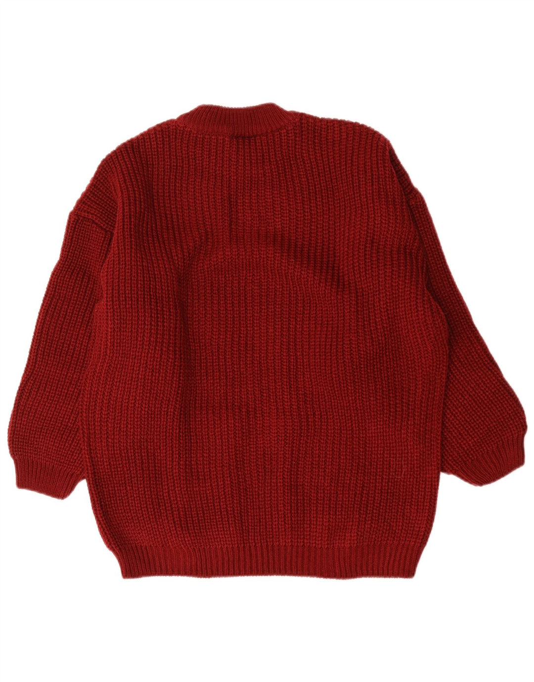 vintage Femme Oversize Crew Neck Jumper Pull EU 38/40 Marron Moyen