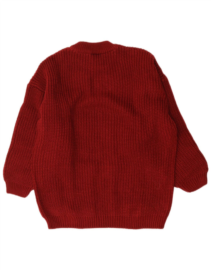 vintage Femme Oversize Crew Neck Jumper Pull EU 38/40 Marron Moyen