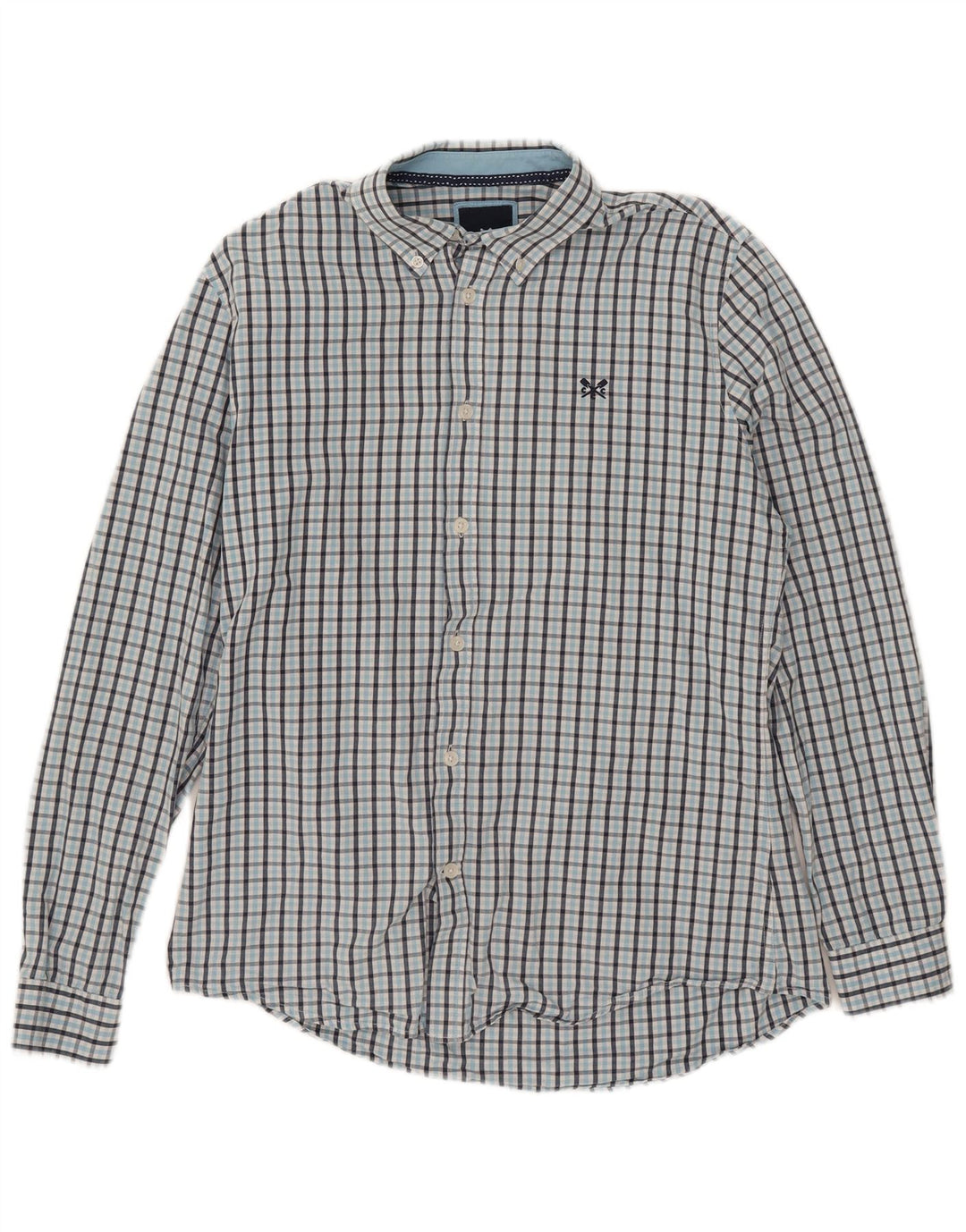 Crew Clothing Chemise Slim Fit Homme Bleu Moyen à Carreaux en Coton