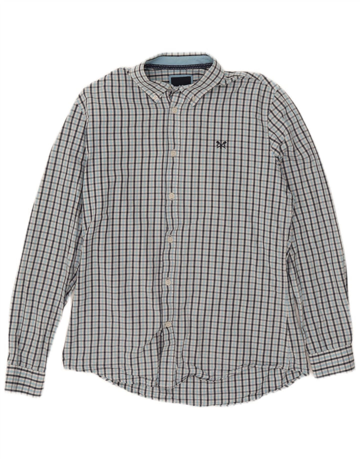 Crew Clothing Chemise Slim Fit Homme Bleu Moyen à Carreaux en Coton