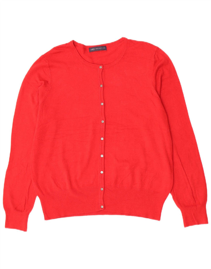 Marks & Spencer Pull Cardigan pour Femme UK 14 Rouge Moyen