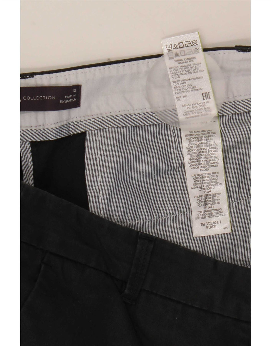 Marks & Spencer Short Chino Femme UK 12 Medium W32 Coton Noir