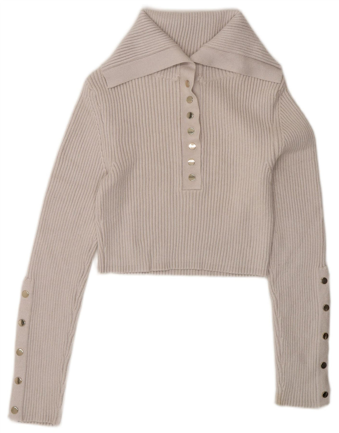 Zara Womens Crop Top Manches Longues UK 12 Medium Blanc Viscose
