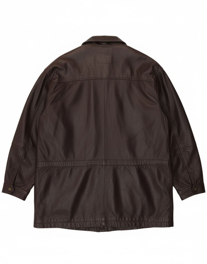 veste en cuir homme vintage IT 58 4XL Cuir Bordeaux