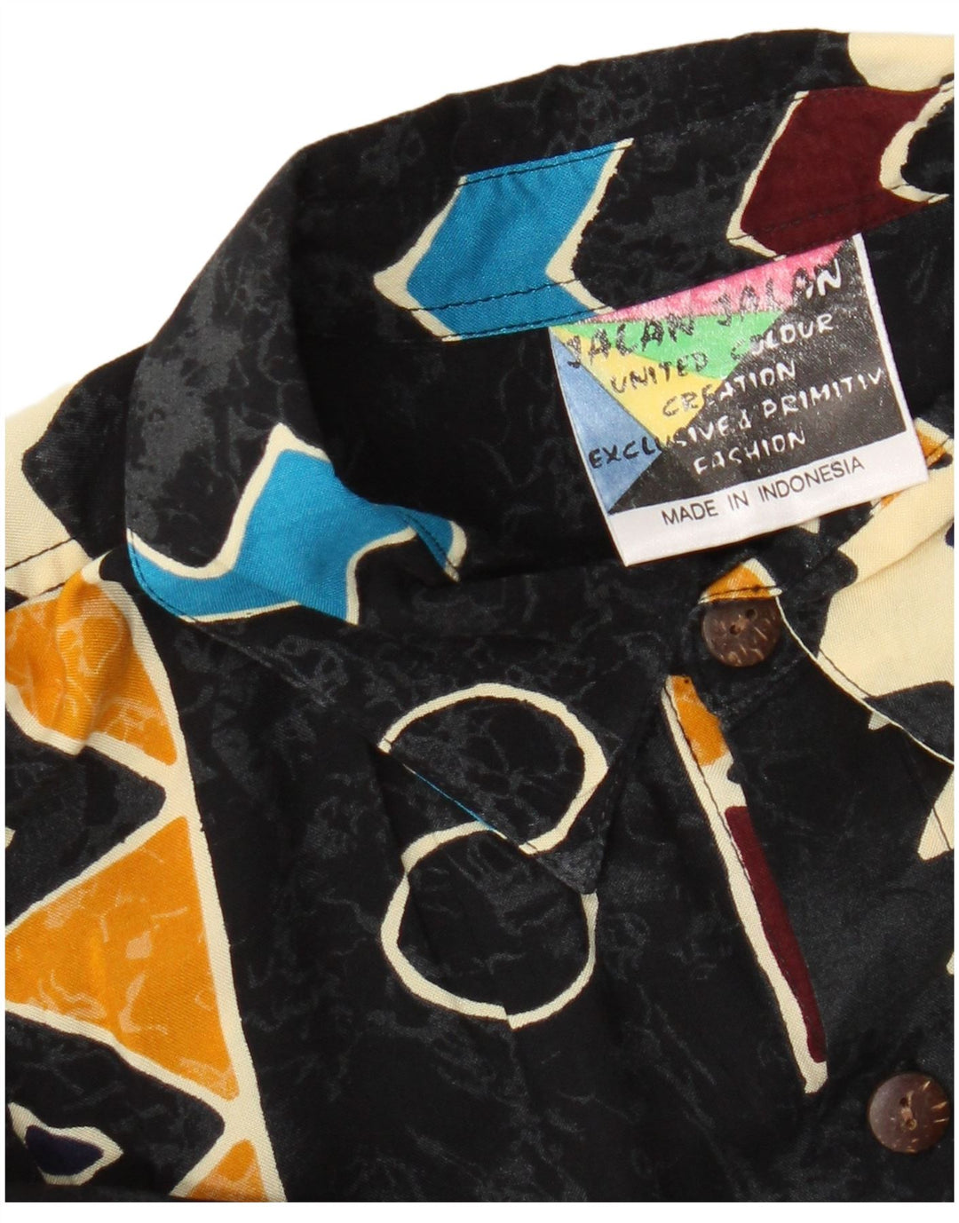 Chemise à manches courtes Vintage pour hommes, rayonne géométrique noire moyenne