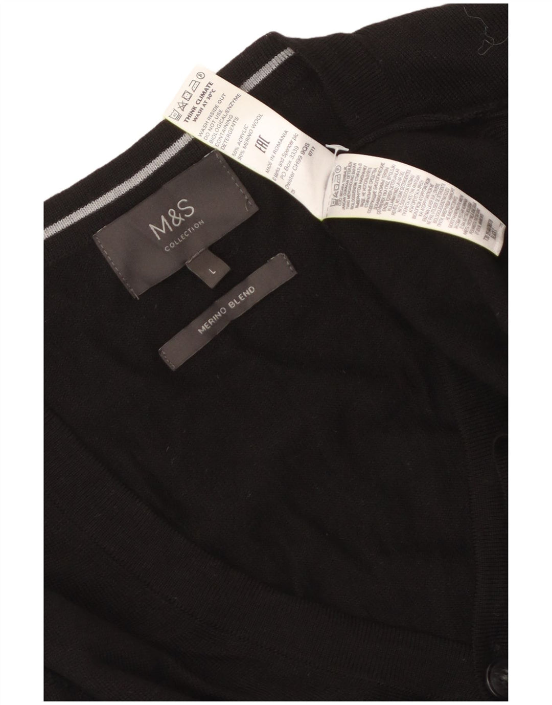 Marks & Spencer Pull Cardigan Homme Grand Acrylique Noir
