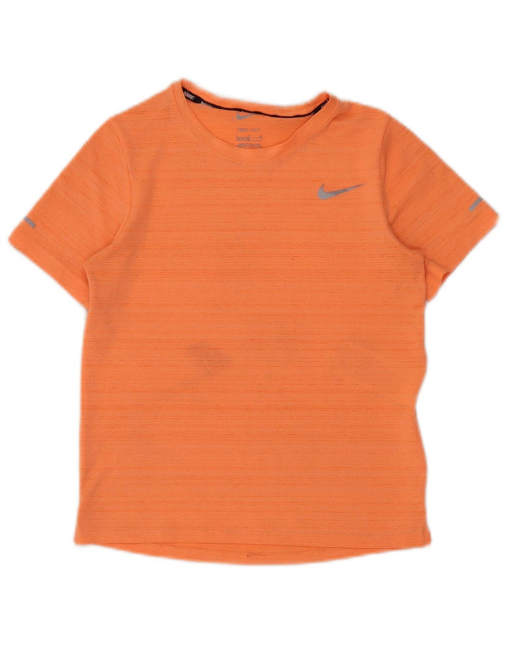 Nike Garçons Dri Fit T-Shirt Top 8-9 ans Petit Orange Rayé Polyester
