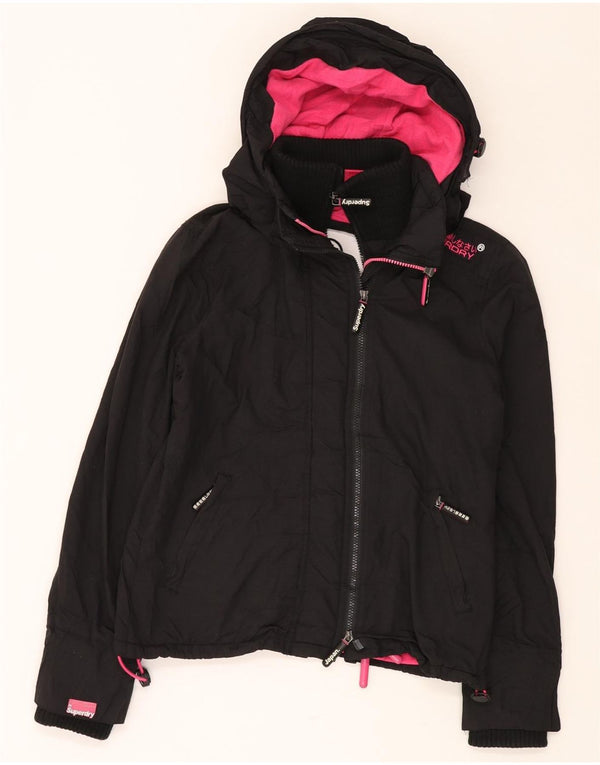 SUPERDRY Veste coupe-vent à capuche Windcheater pour femme UK 14 Medium Noir