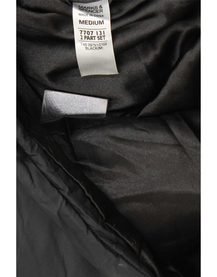 Marks & Spencer Veste matelassée à capuche pour femme UK 14 Medium Noir Polyamide