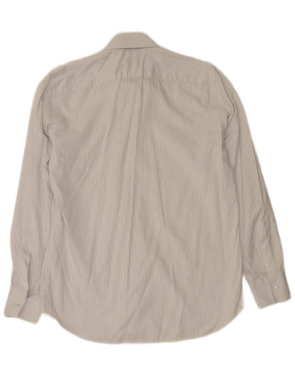 Roccobarocco Chemise homme Taille 40 15 3/4 Coton à fines rayures blanches moyennes