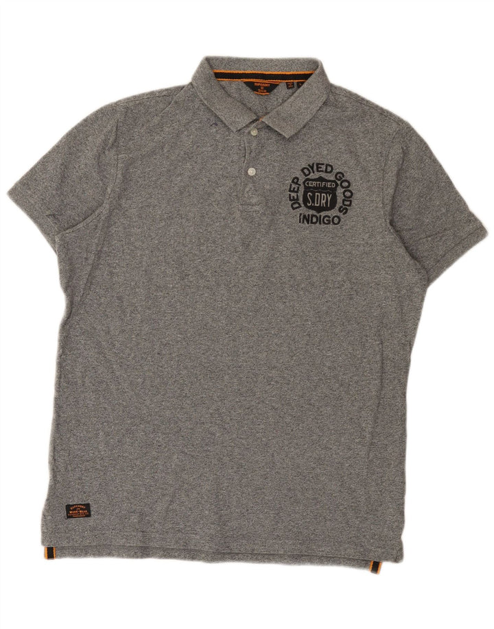 Superdry Polo Graphique Homme Large Gris Moucheté Coton