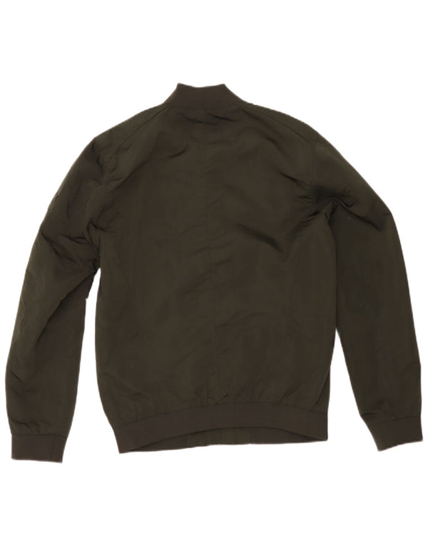 Zara Mens Bomber Jacket UK 38 Medium Kaki Polyester