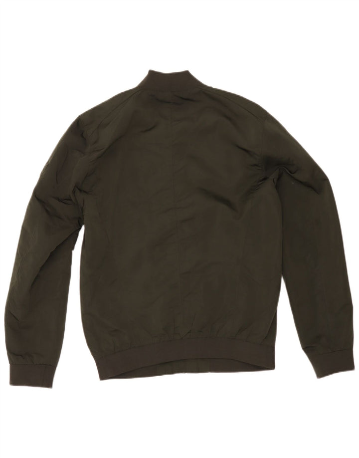 Zara Mens Bomber Jacket UK 38 Medium Kaki Polyester