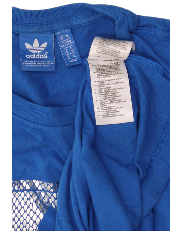 Adidas T-Shirt Graphique Homme Top XL Bleu Coton