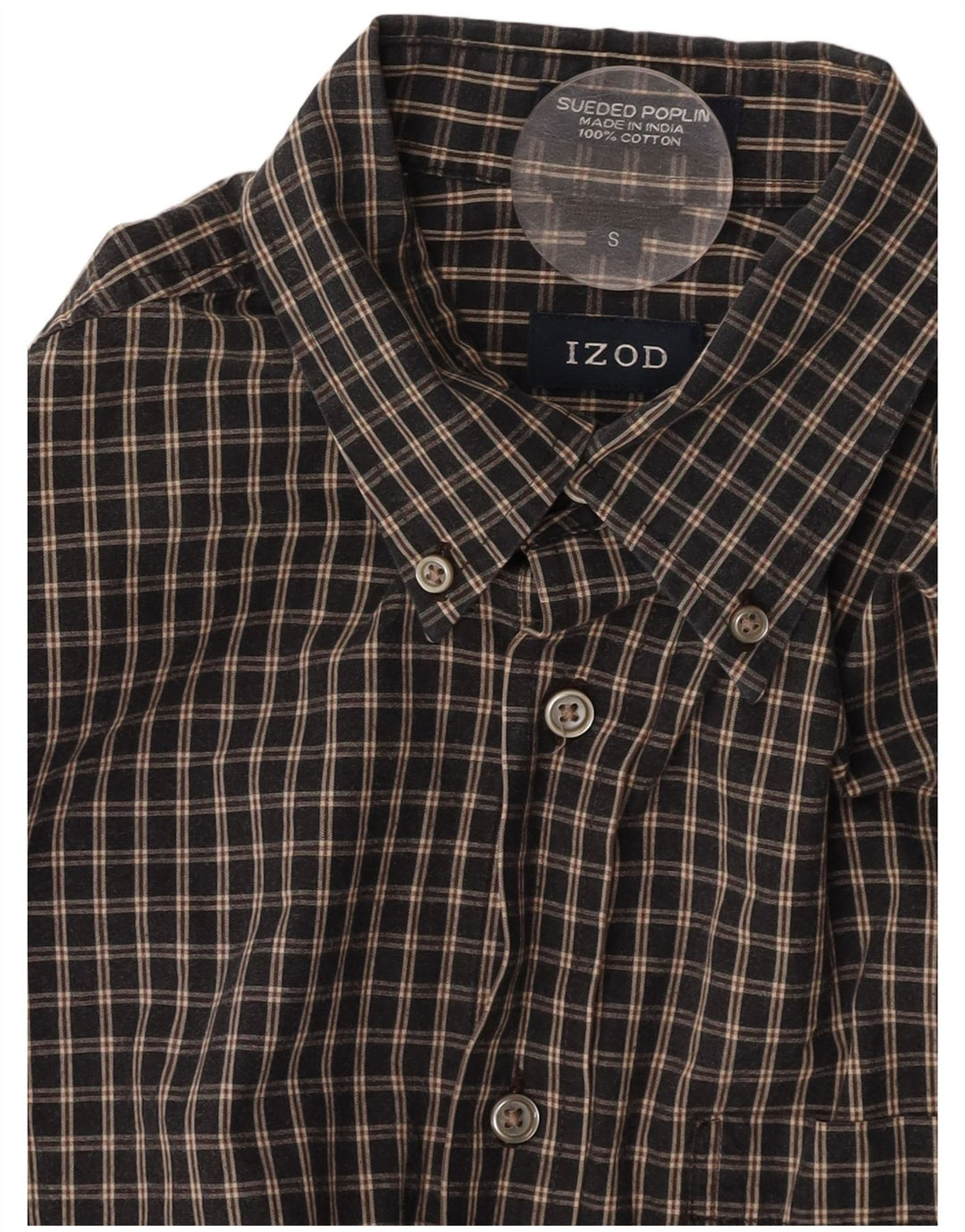 IZOD Chemise Homme Petit Carreau Bleu Marine Coton