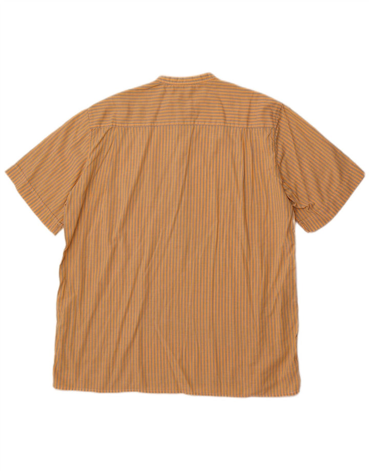 PULLOVERIA Chemise pull à manches courtes pour hommes, grandes rayures orange