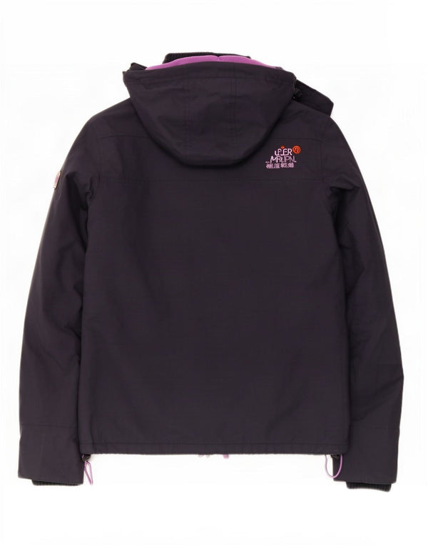 Superdry Veste coupe-vent à capuche pour femme UK 14 Bleu marine moyen
