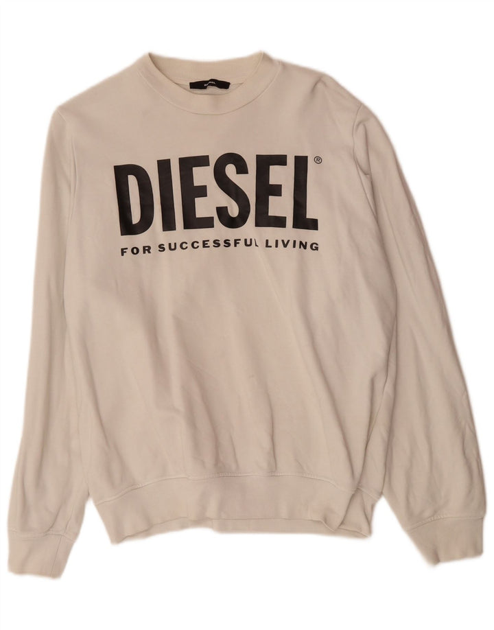 DIESEL Sweat-shirt graphique pour homme en coton blanc cassé