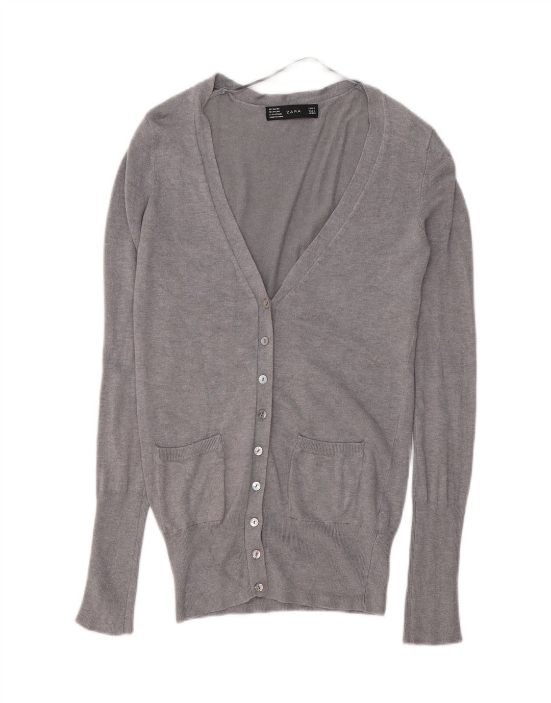 ZARA Womens Cardigan Sweater UK 10 Petite Rayonne Grise