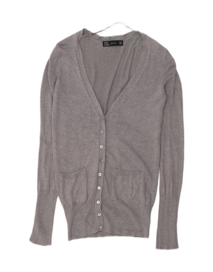 ZARA Womens Cardigan Sweater UK 10 Petite Rayonne Grise