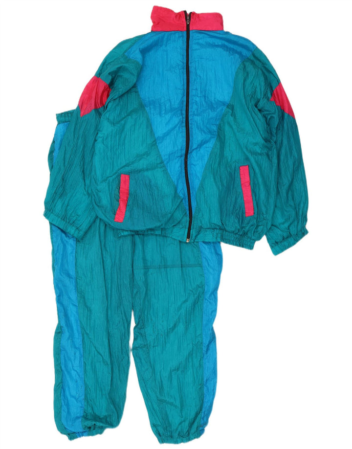 vintage Mens Full Survêtement XL Bleu Colorblock Nylon