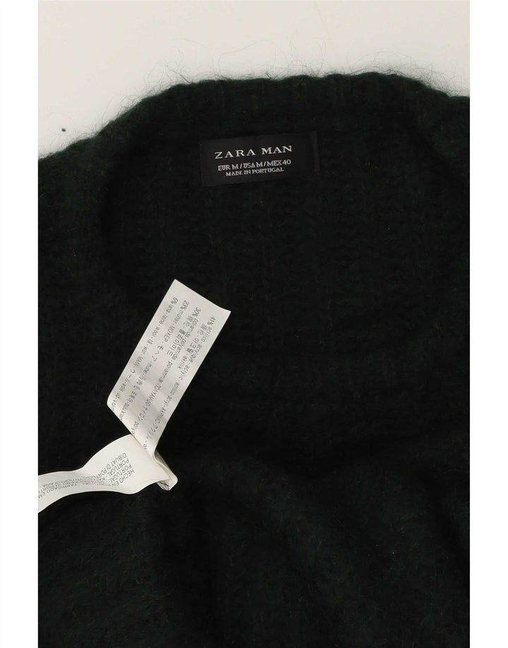 Zara Pull Col Rond Homme Vert Moyen Acrylique