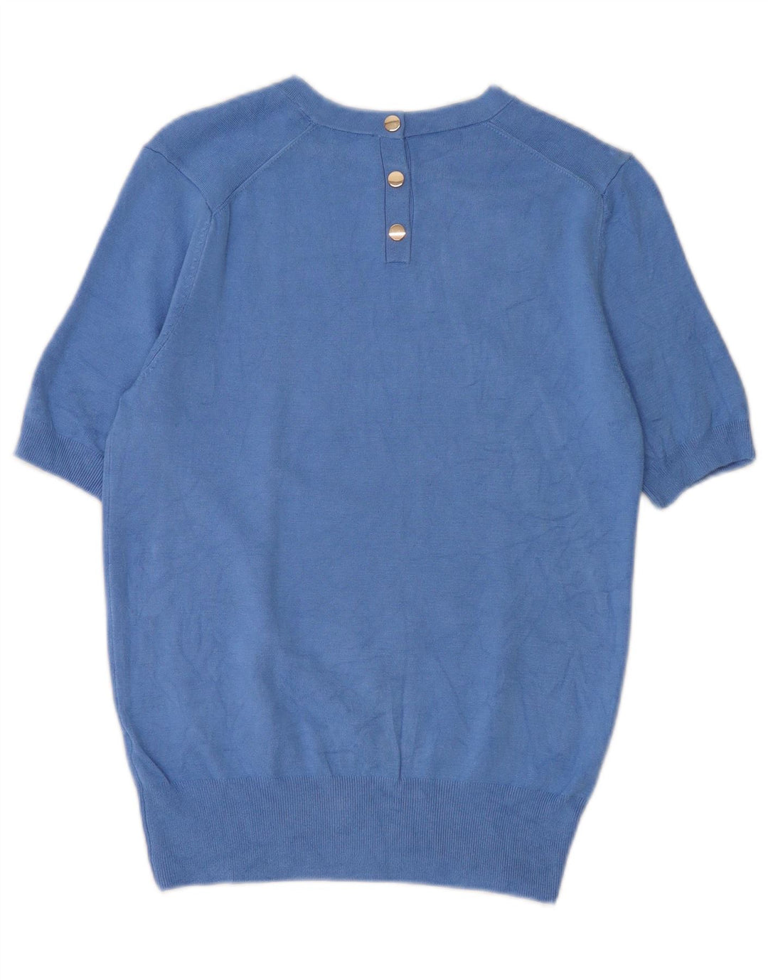ZARA Pull à manches courtes et col rond pour femme UK 14 Large Bleu