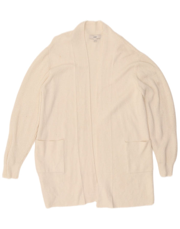 Marks & Spencer Pull cardigan ouvert long pour femme UK 16 Large Blanc cassé