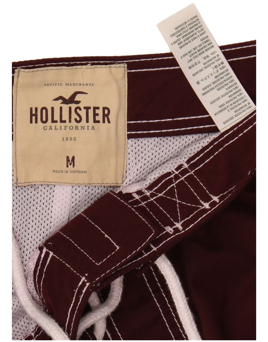 HOLLISTER Short de bain homme Polyester bordeaux moyen