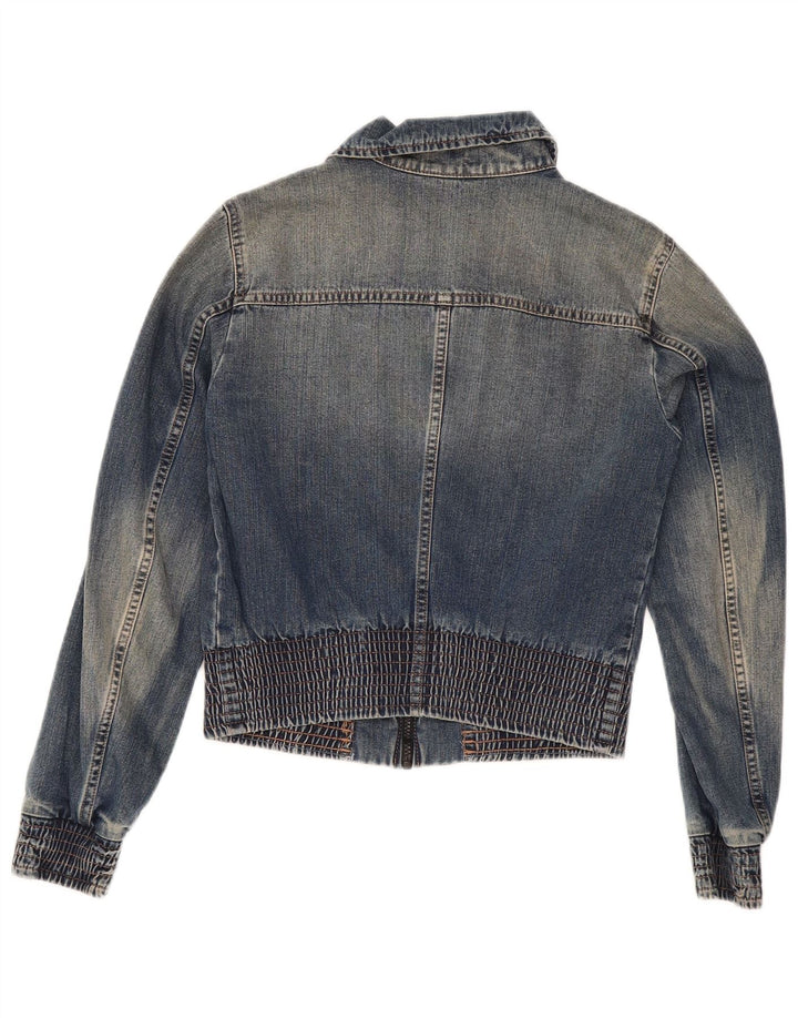 Sisley Veste en jean courte pour femme UK 10 Small Bleu Coton