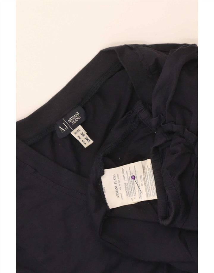 Armani Womens Graphic Blouse Top EU 34 2XS Bleu Marine Coton