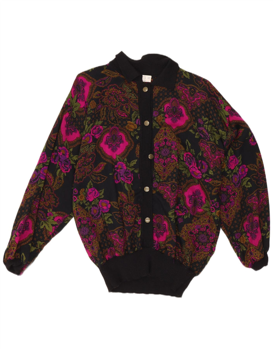 Blouse chemise femme vintage IT 42 Lin floral noir moyen