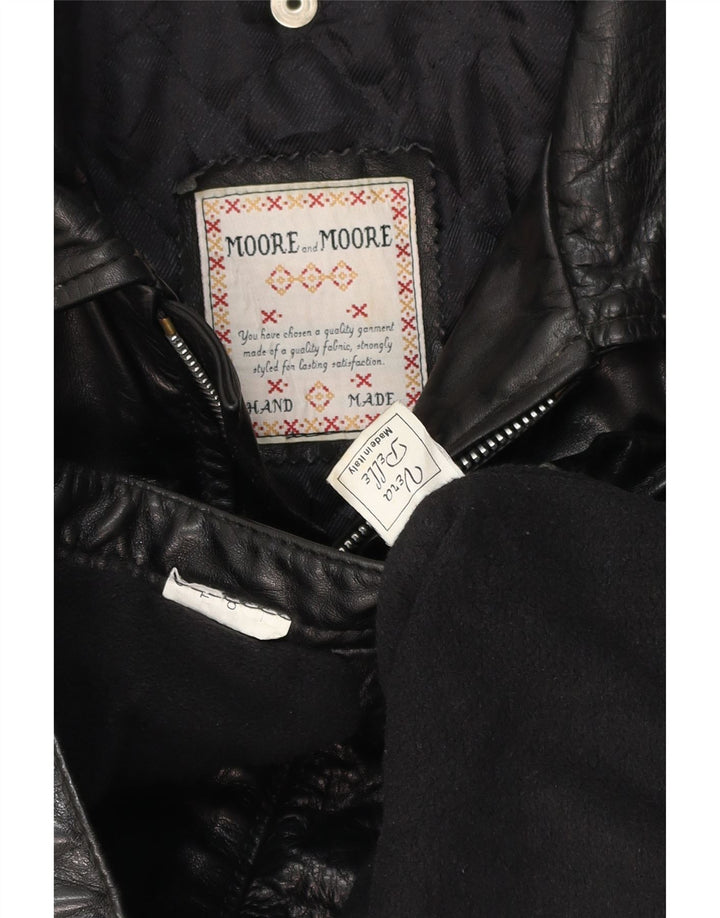 MORE & MORE Manteau en cuir pour homme UK 40 Grand cuir noir