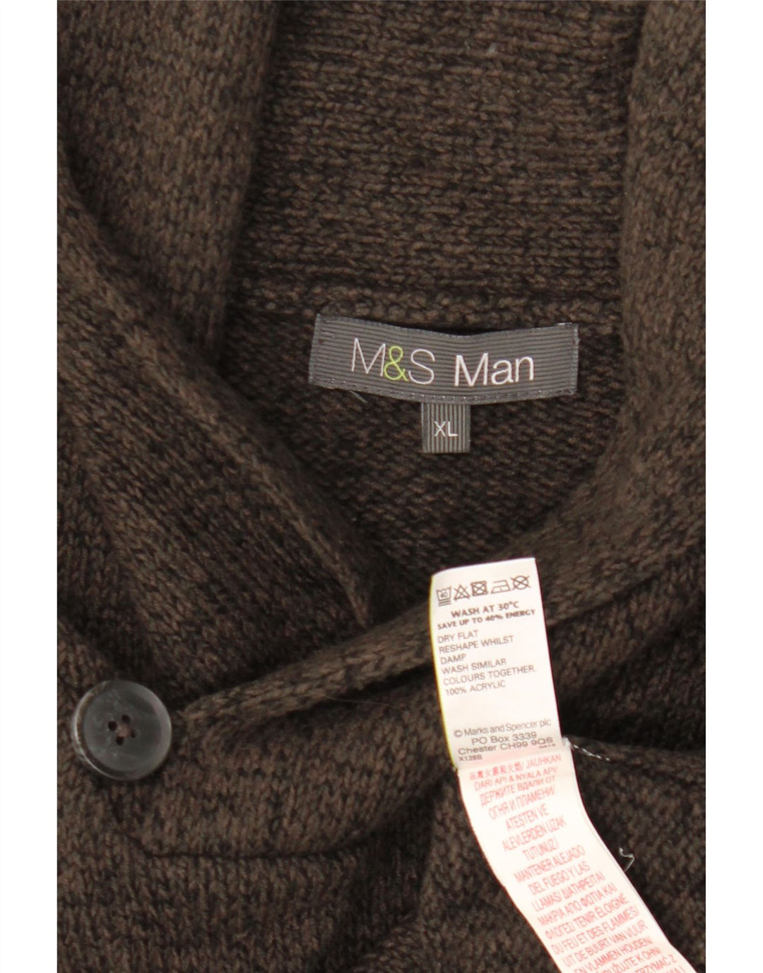 Marks & Spencer Pull col châle pour homme XL Gris Acrylique