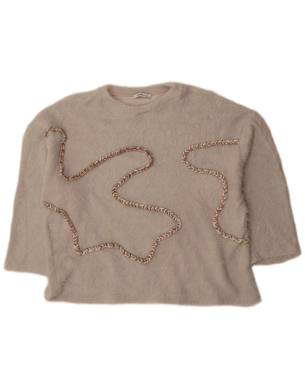 Zara Womens Trafaluc Pull à manches 3/4 et col rond UK 14 Gris moyen
