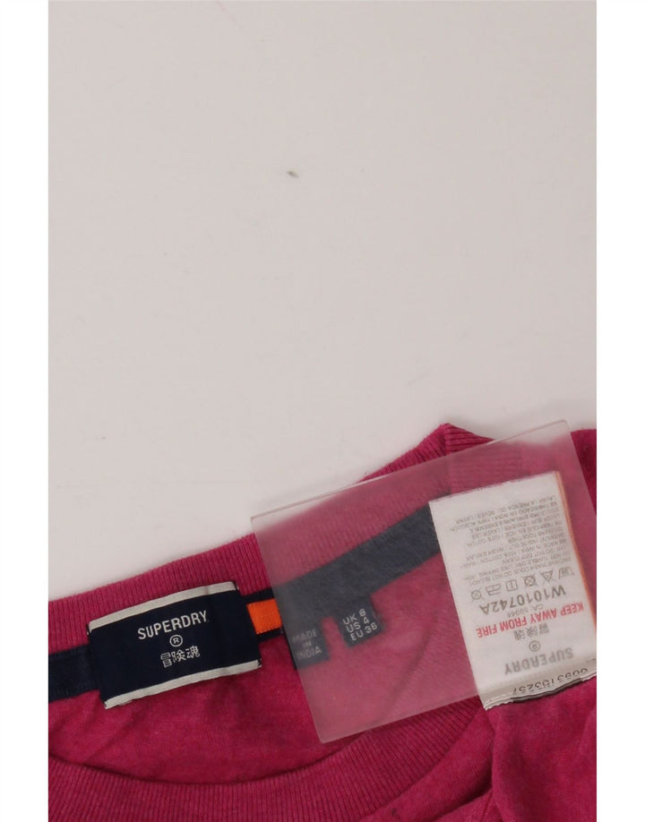 Superdry Femme T-Shirt Oversize UK 8 Petit Rose Coton