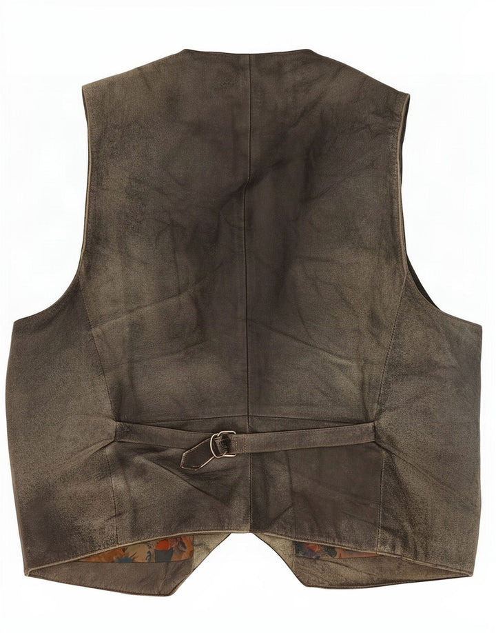 gilet en cuir homme vintage EU 52 Grand Noir