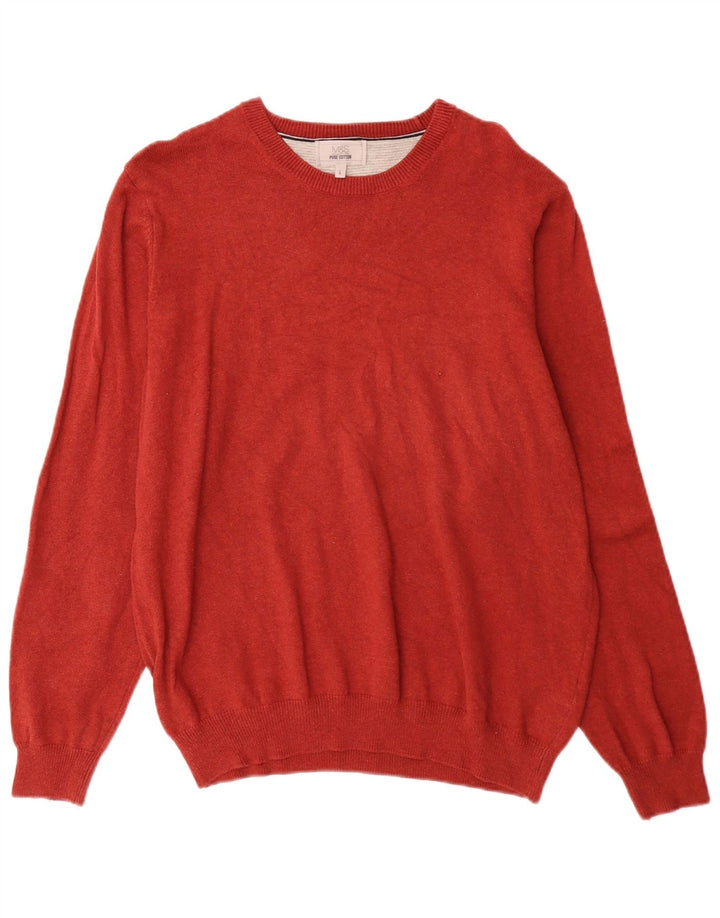 Marks & Spencer Pull col bateau pour homme en coton rouge Taille L