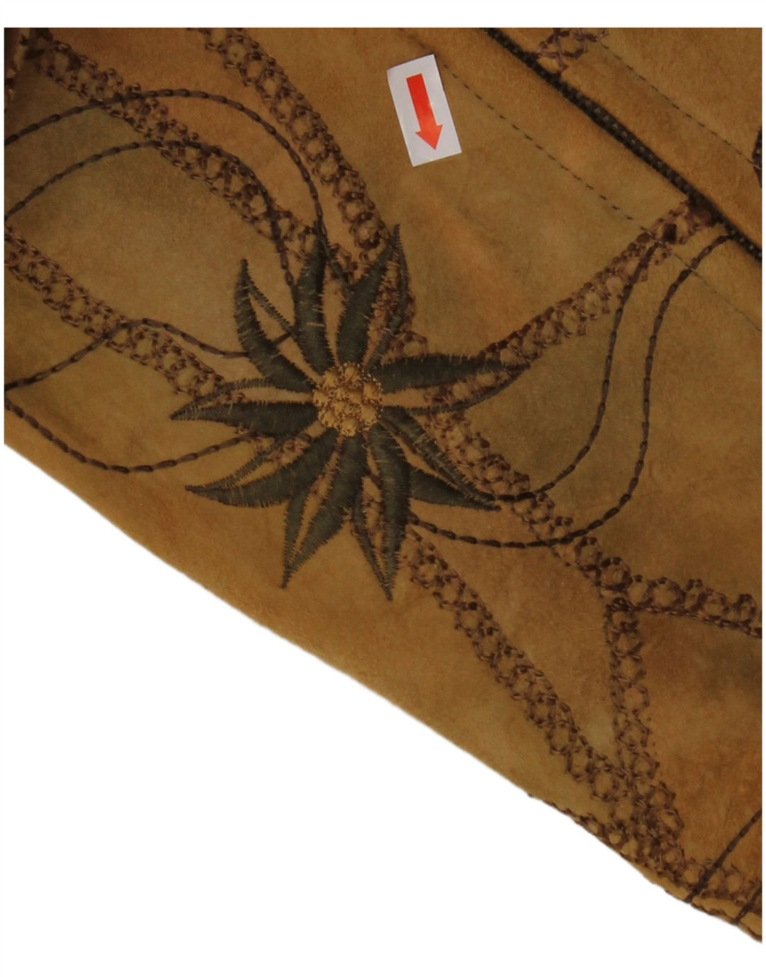 VINTAGE Gilet en daim femme EU 38 Cuir floral marron moyen