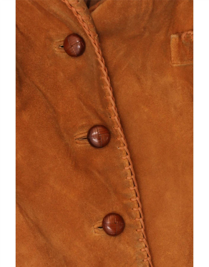 vintage Femme Suède Pardessus EU 44 XL Cuir Beige