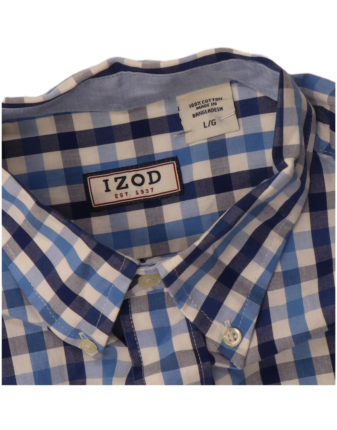 IZOD Chemise Homme Grand Carreau Bleu Coton