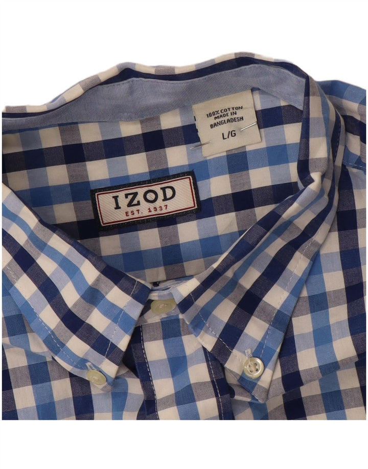 IZOD Chemise Homme Grand Carreau Bleu Coton