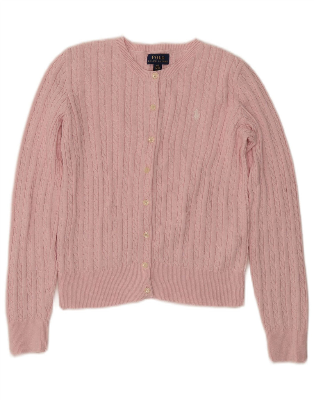 POLO RALPH LAUREN Pull Cardigan Fille 12-13 Ans Grand Rose